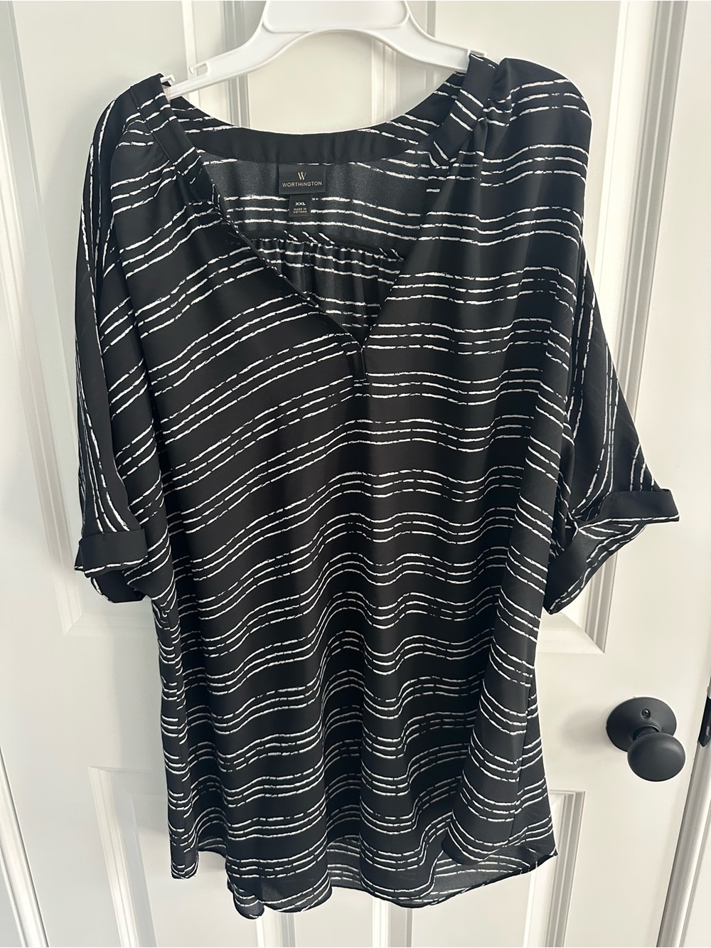 Worthington Black and White Striped Swim Coverup Tunic